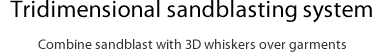 Combine sandblast with 3D whiskers over garments